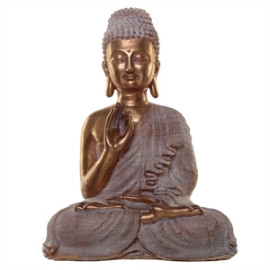 Buddha 328 siddende guldfarvet h:35cm